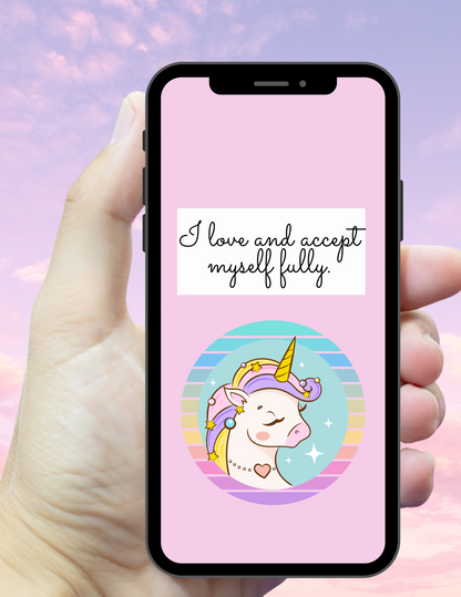 Unicorn Affirmation Phone Wallpapers - "Acceptance" [Set of 4]