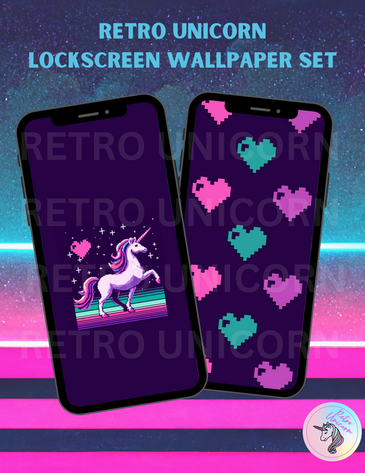 Pixel Unicorn Phone Wallpaper Set [Purple]