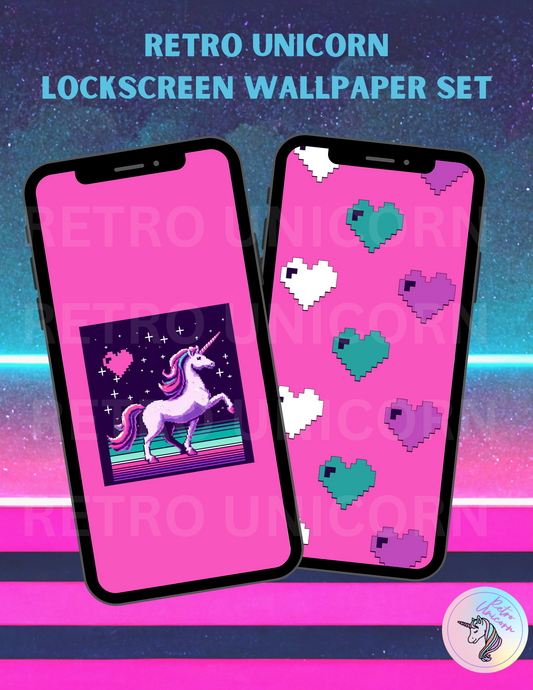 Pixel Unicorn Phone Wallpaper Set [Pink]