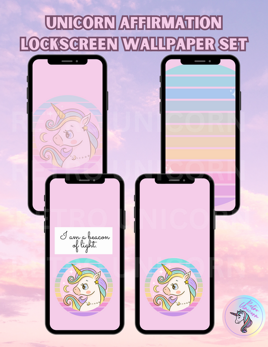 Unicorn Affirmation Phone Wallpapers - "Beacon of Light" [Set of 4]