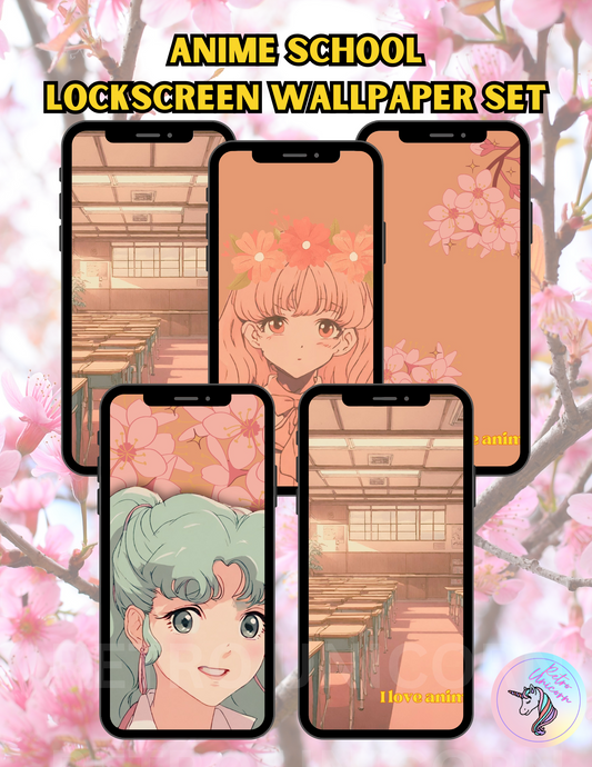 Anime School Girl Phone Wallpapers - [Set of 5]