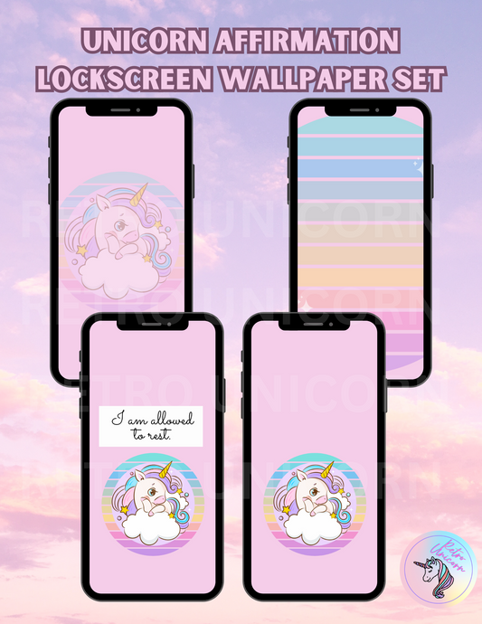 Unicorn Affirmation Phone Wallpapers - "Rest" [Set of 4]