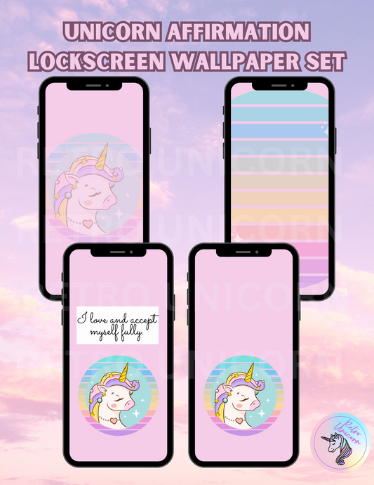 Unicorn Affirmation Phone Wallpapers - "Acceptance" [Set of 4]