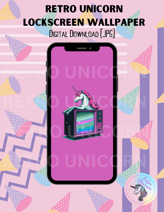 Retro TV Unicorn Phone Wallpaper [Pink]