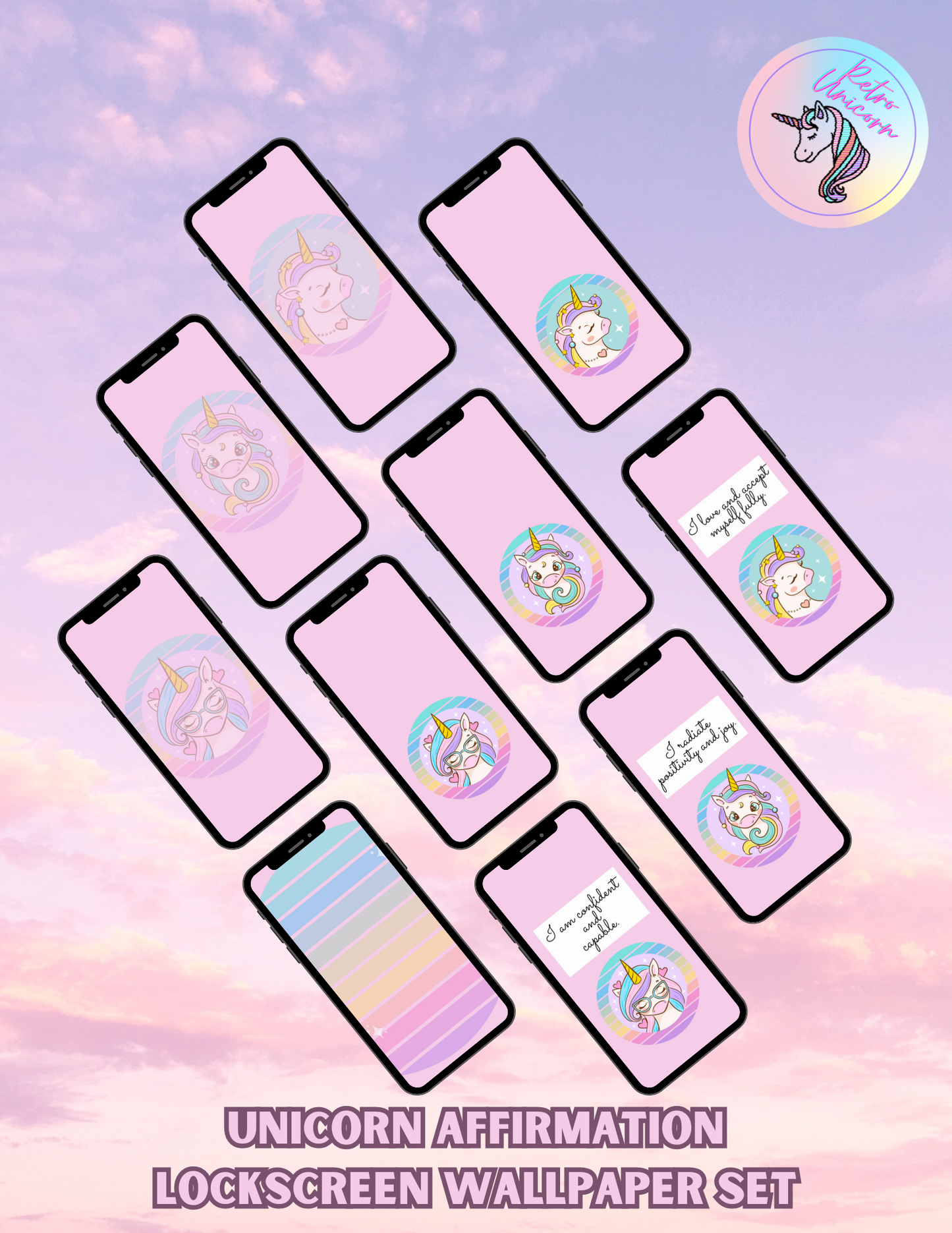 Unicorn Affirmation Phone Wallpapers [Set of 22]