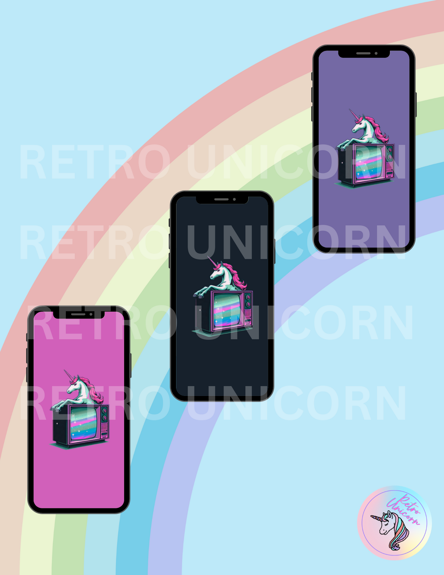 Unicorn Lockscreen Wallpaper bundle, 80s PNG 90s PNG, 90s graphic, 90s nostalgia, Video Game, Anime, 90s cartoons, 80s aesthetic