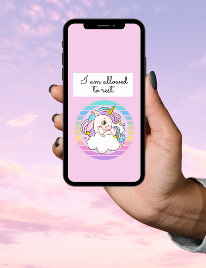 Unicorn Affirmation Phone Wallpapers - "Rest" [Set of 4]