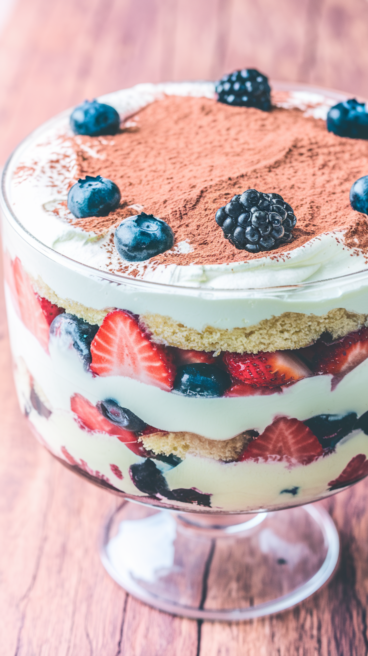 Easter trifle with berries and cream