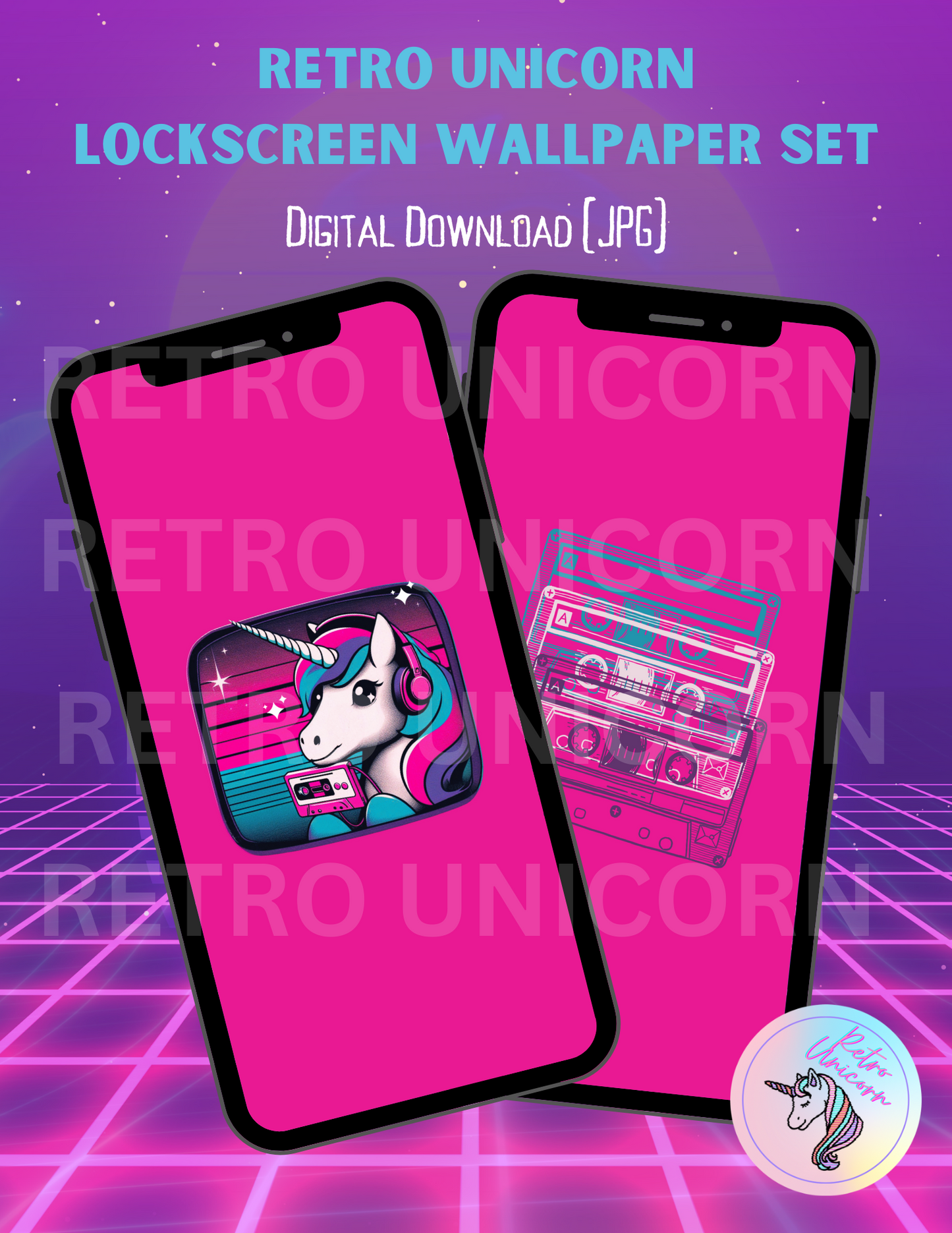 Music Unicorn Phone Wallpaper Set [Pink]