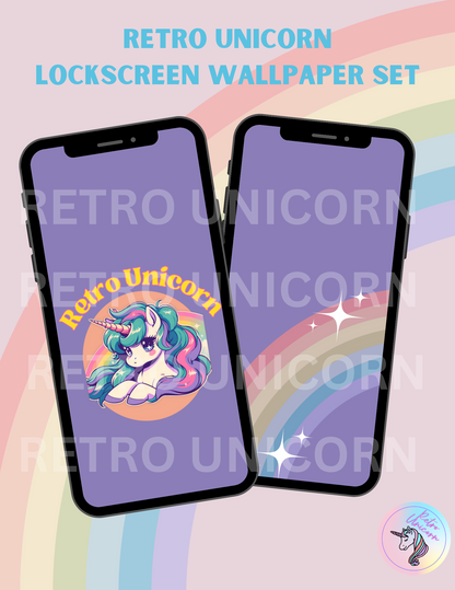 Unicorn Retro Anime Eyes Phone Wallpaper Set [Teal, Cream, Purple]